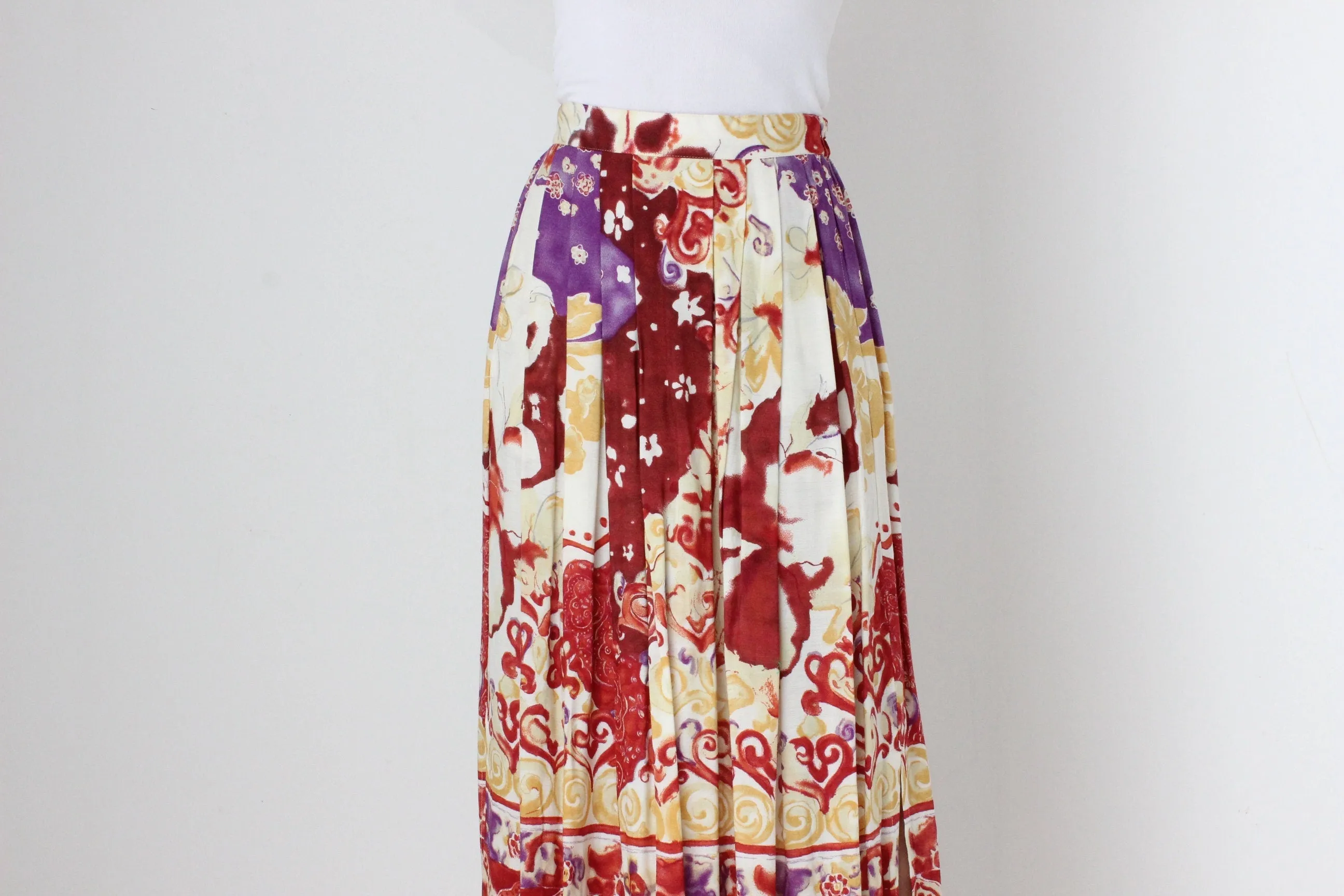 90s Abstract Print Midi / Maxi Skirt