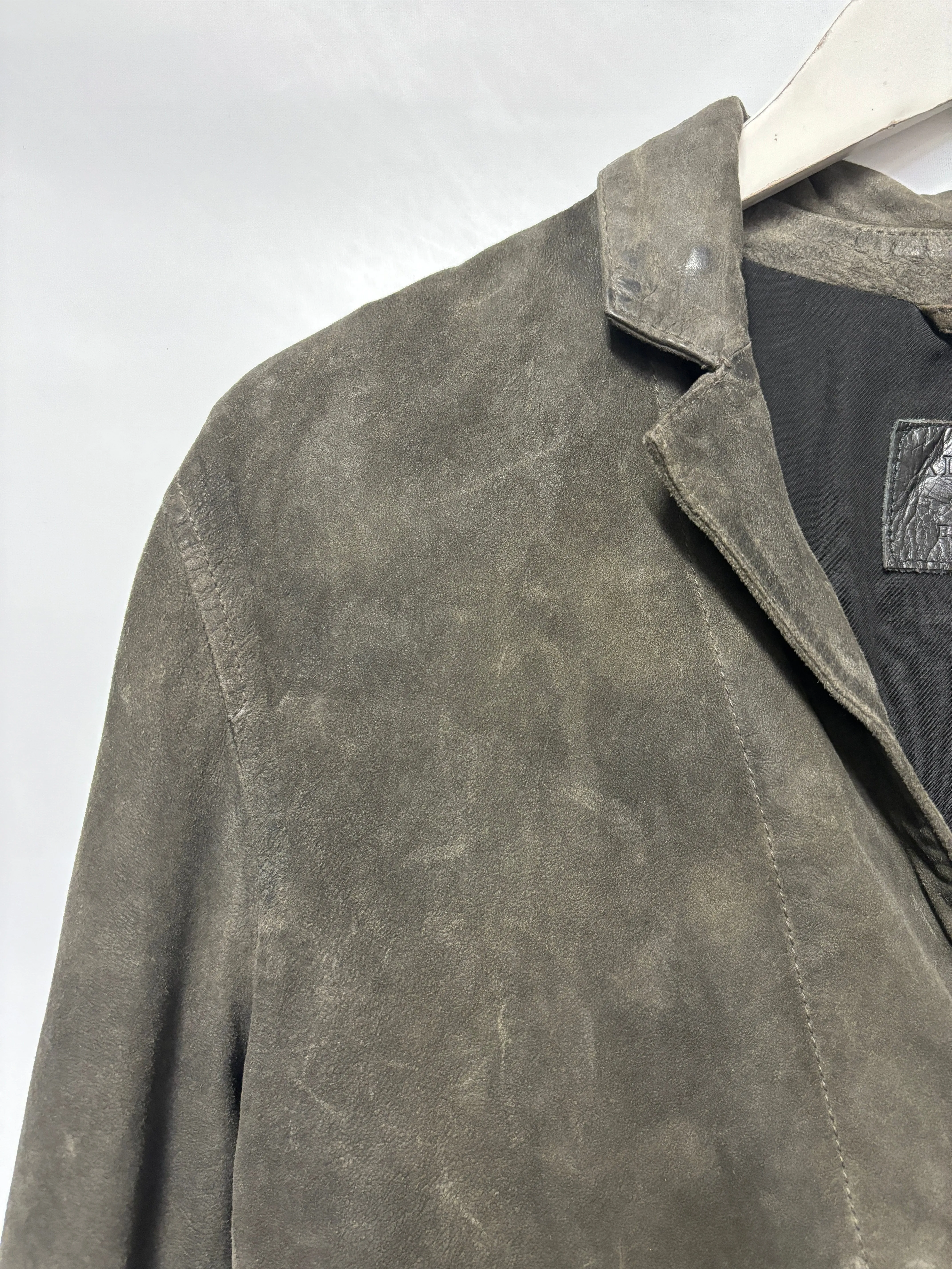 AllSaints Grey Brown Suede Jacket XS