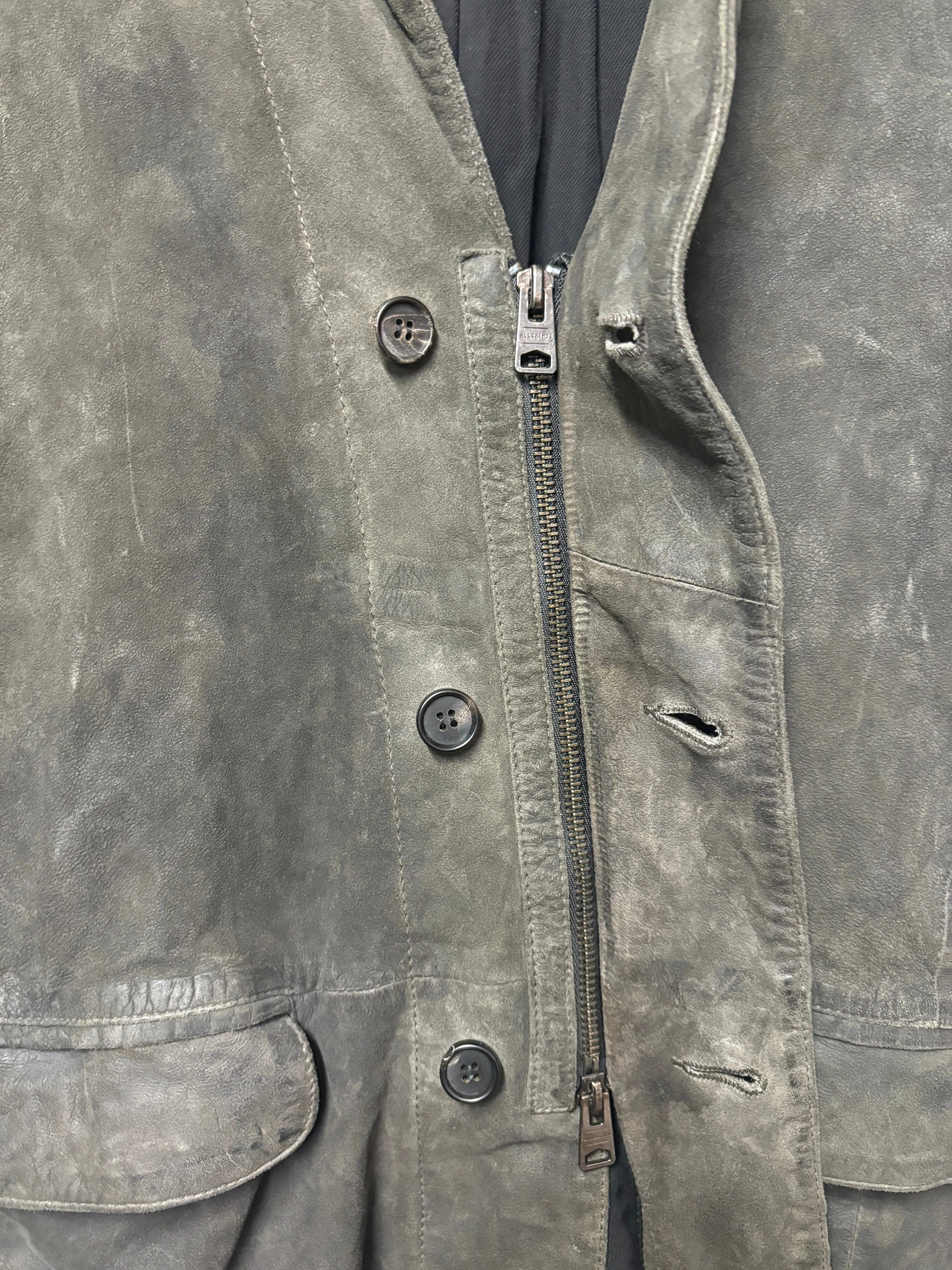 AllSaints Grey Brown Suede Jacket XS