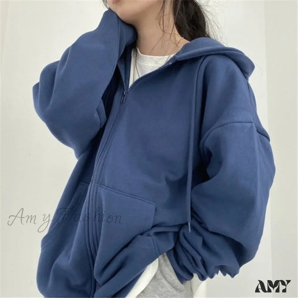 Amy Fashion - Korean Version Oversized Solid Color Hoodies