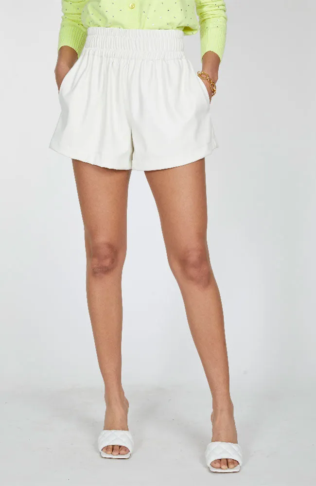 Amy Vegan Leather Shorts in Pearl