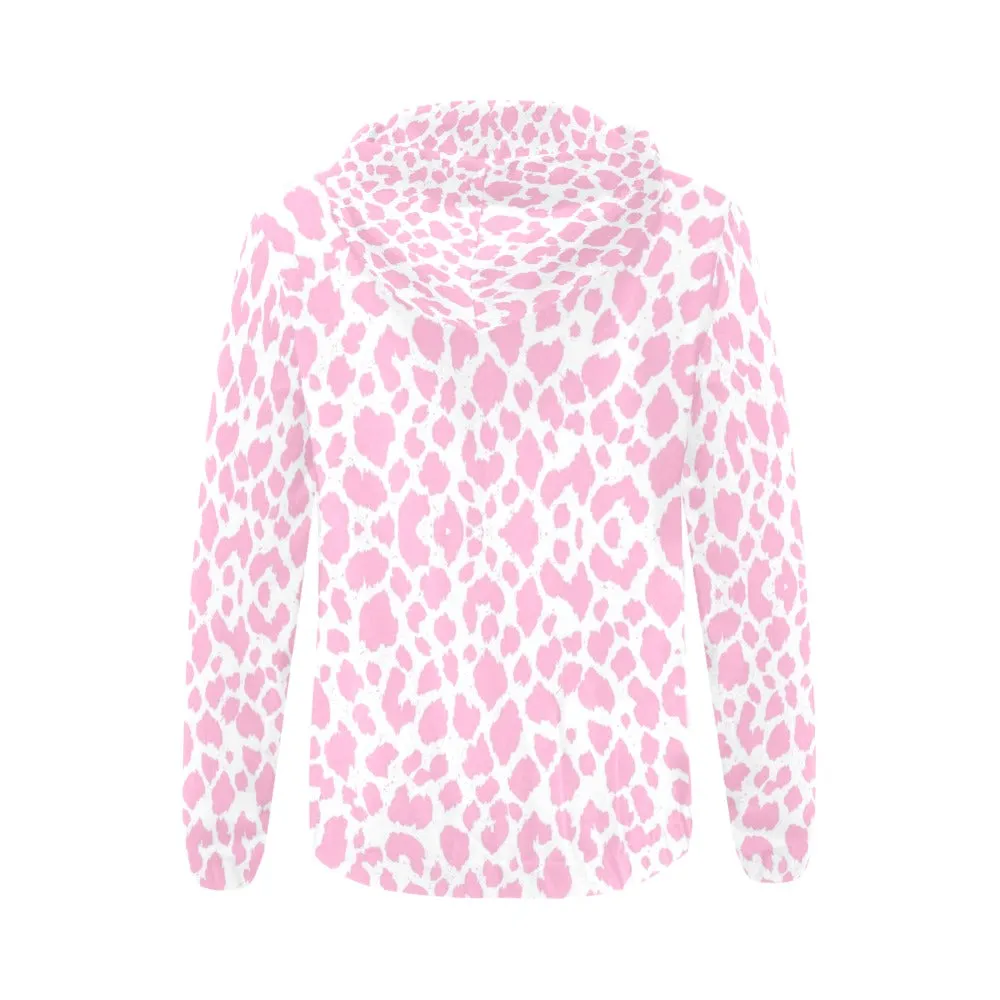 Baby Pink Leopard Full Zip Hoodie up to 2 XL