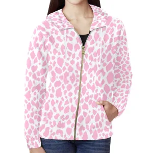 Baby Pink Leopard Full Zip Hoodie up to 2 XL