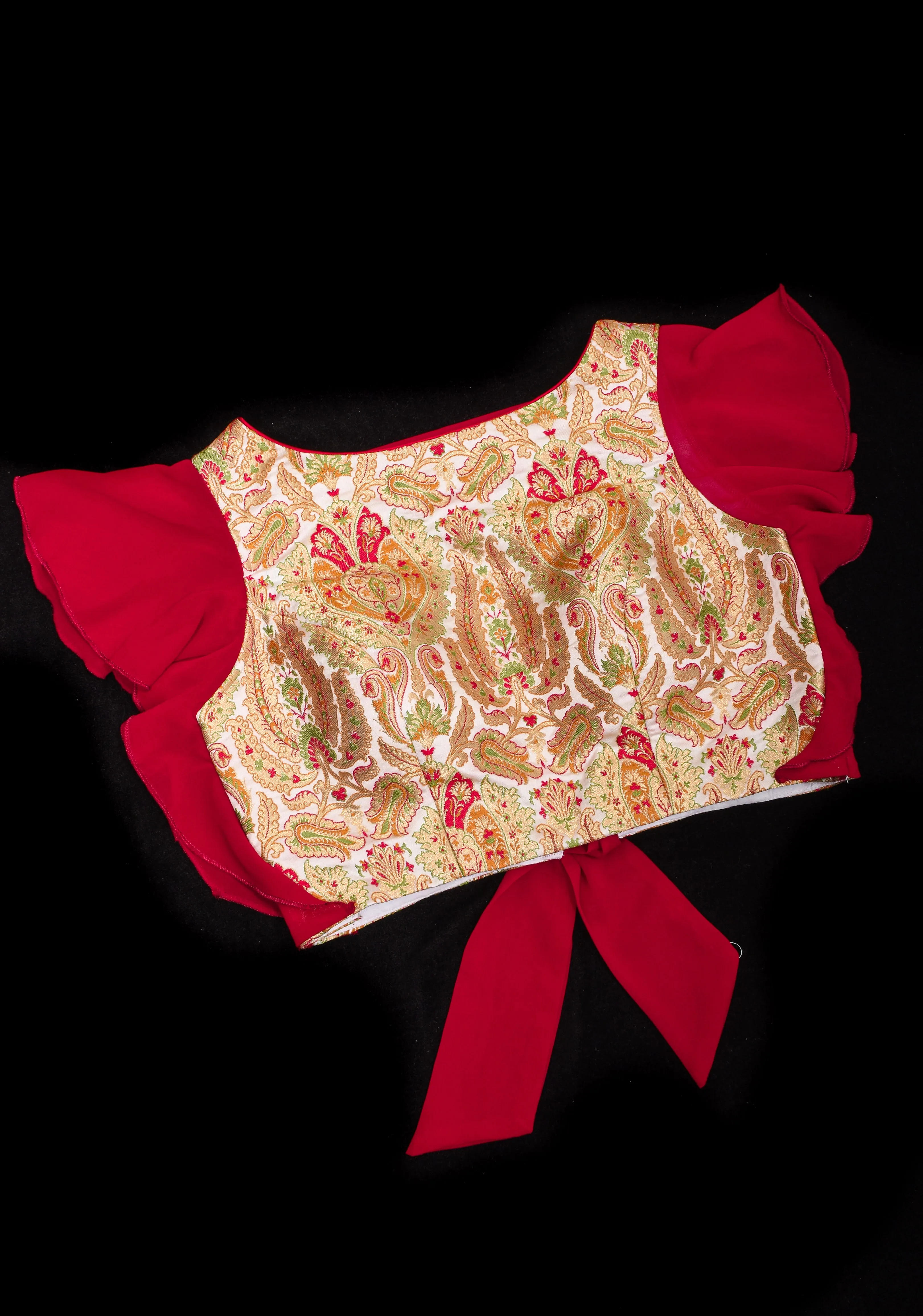 Banarasi multicolour brocade with side frills in georgette