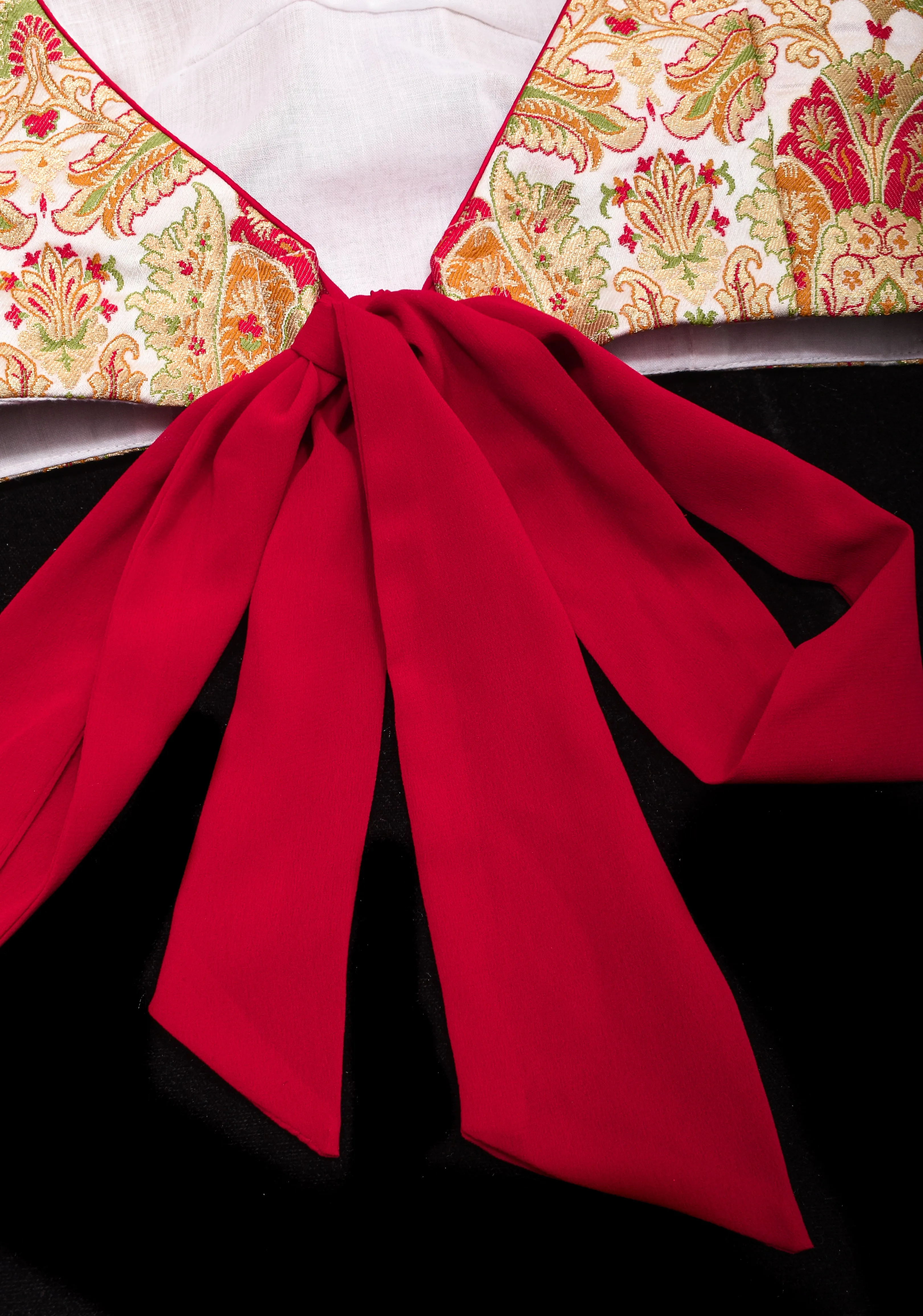 Banarasi multicolour brocade with side frills in georgette