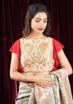 Banarasi multicolour brocade with side frills in georgette
