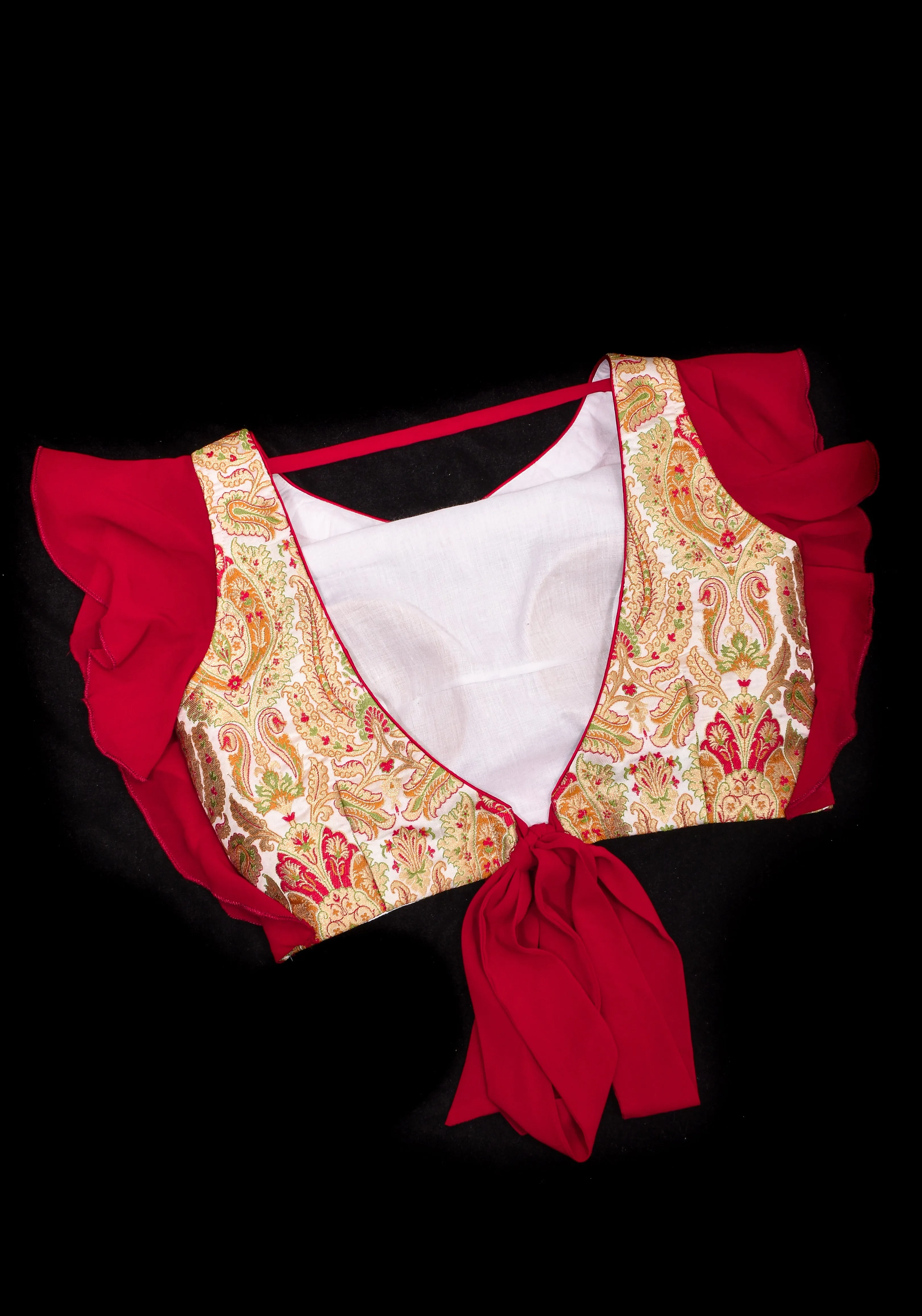 Banarasi multicolour brocade with side frills in georgette