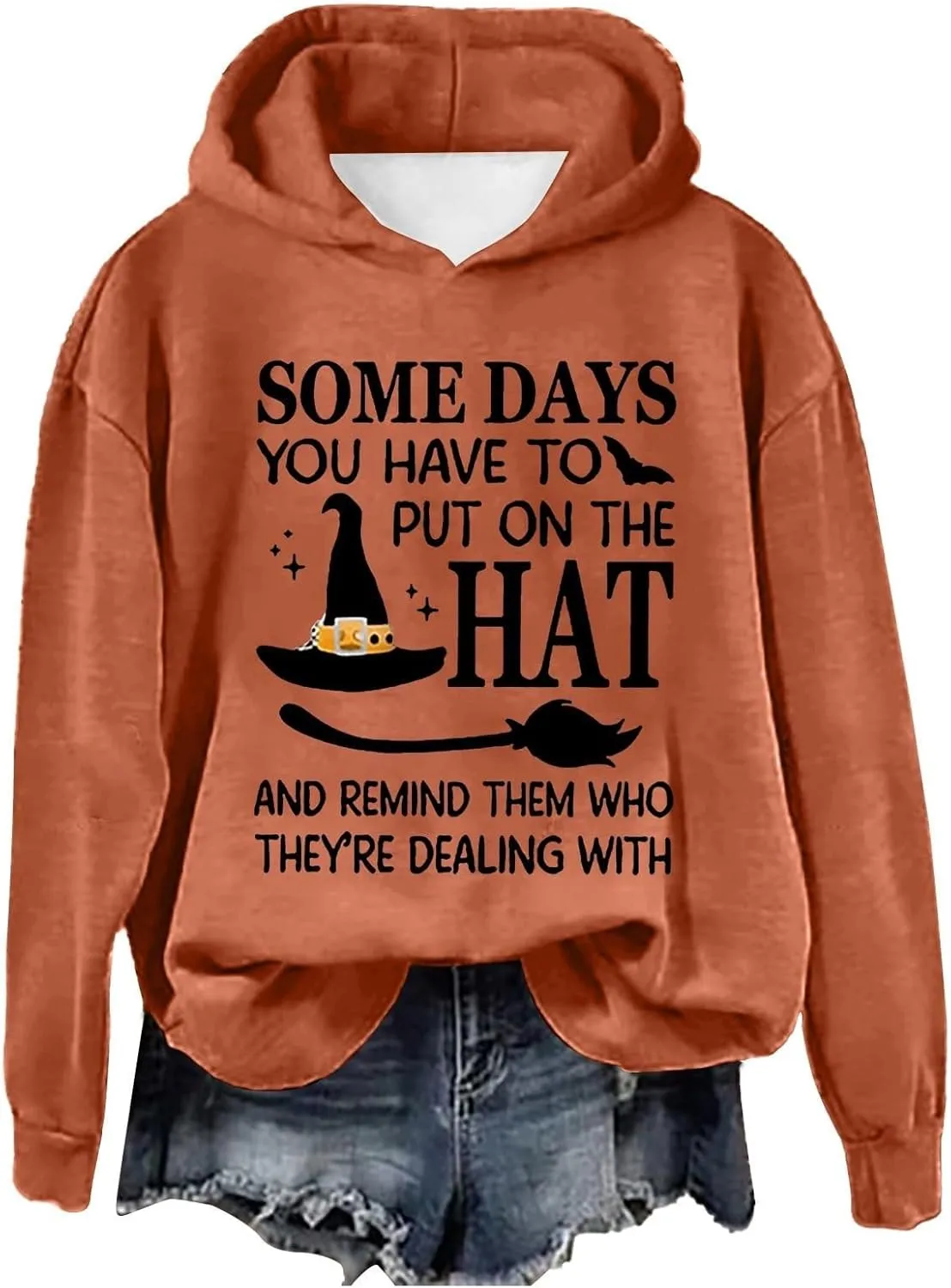 Bat Print Halloween Hoodies for Women Oversized Witch Graphic Oversized Long Sleeve Sweatshirts 2159Trendy Athletic Casual Top My Recent Orders Placed by Me