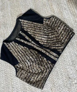 Black Blouse with Sequence Embroidery