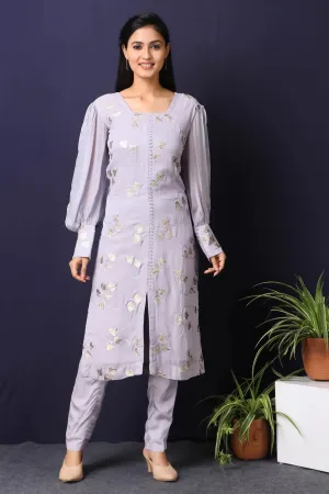 Bluish Grey Kurta with Ballon Sleeve