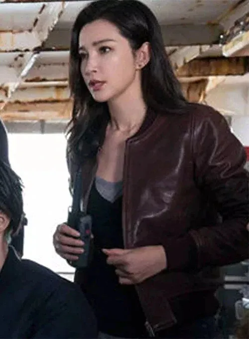 Brown Stylish Leather Jacket Worn by Bingbing Li