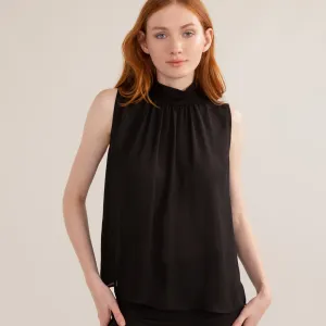 Camila Mock-Neck Sleeveless Blouse