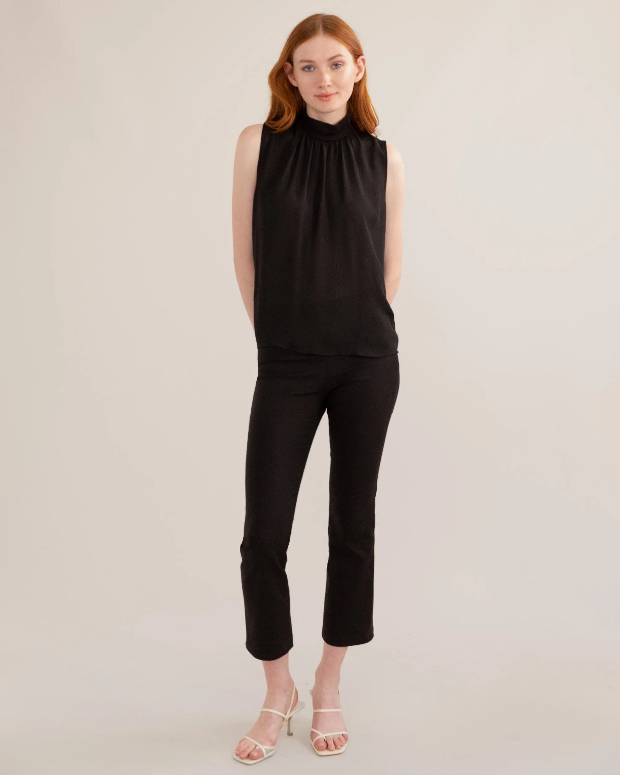 Camila Mock-Neck Sleeveless Blouse