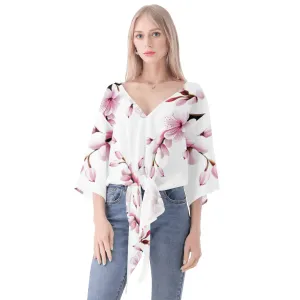 Cherry Blossom Women‘s’ V-neck Streamers Blouse - 4 colors