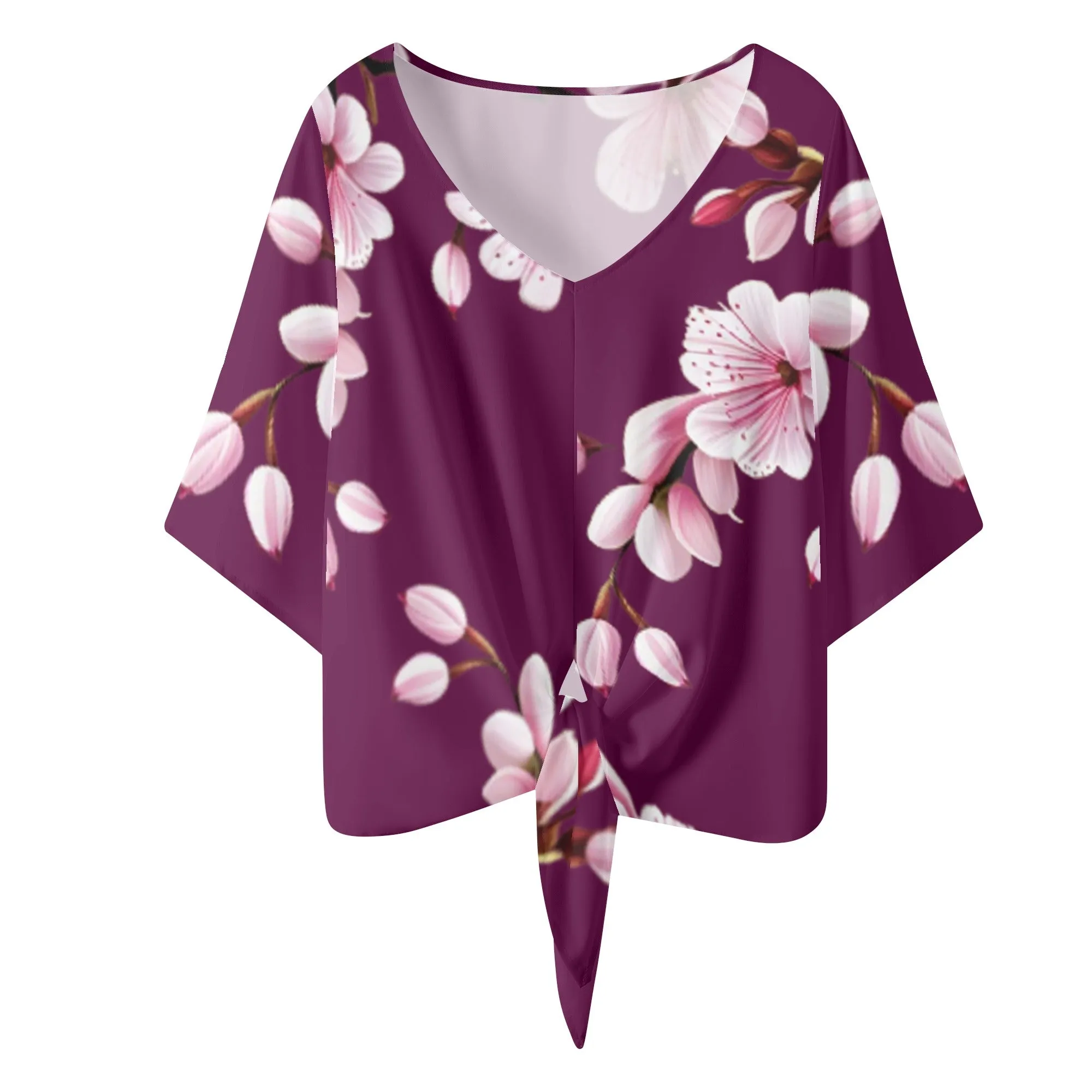 Cherry Blossom Women‘s’ V-neck Streamers Blouse - 4 colors