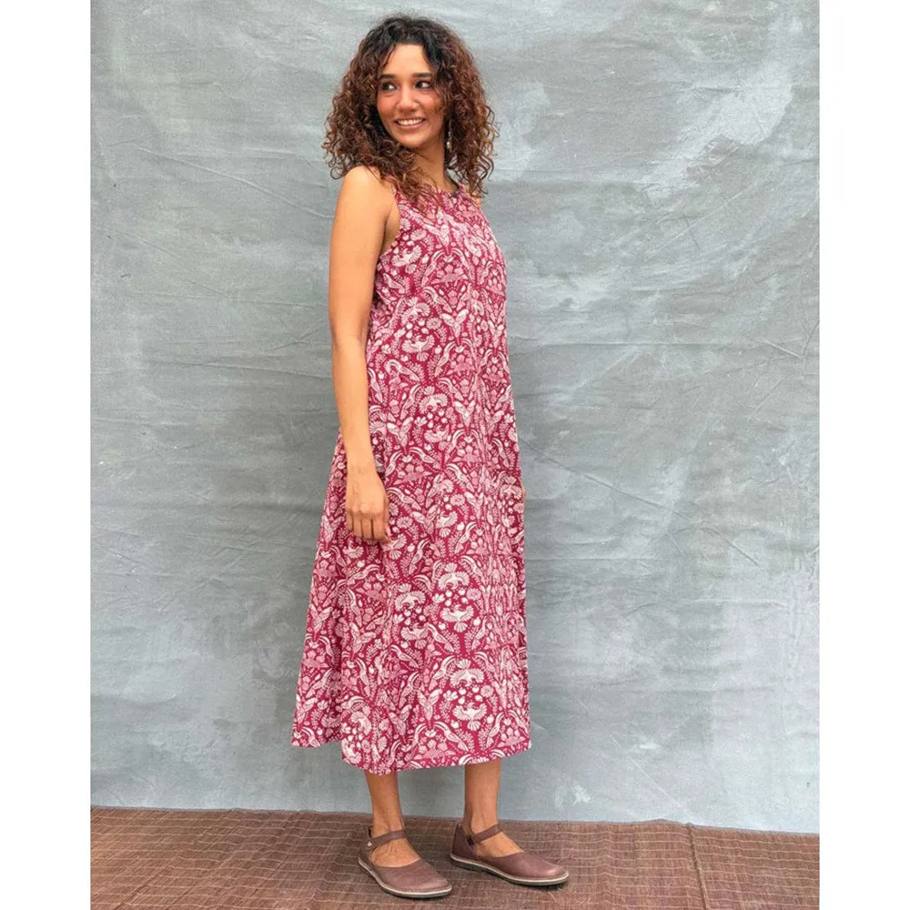 Chidiyaa Soil Feathered Grace printed Cotton Dress