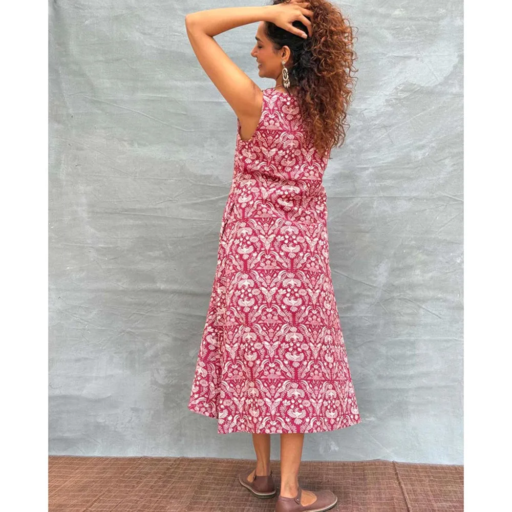Chidiyaa Soil Feathered Grace printed Cotton Dress