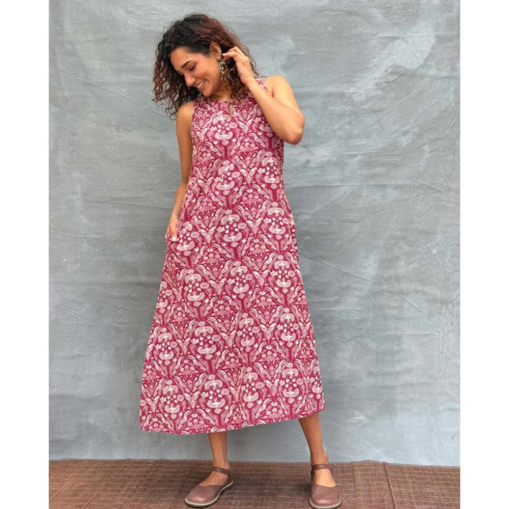 Chidiyaa Soil Feathered Grace printed Cotton Dress