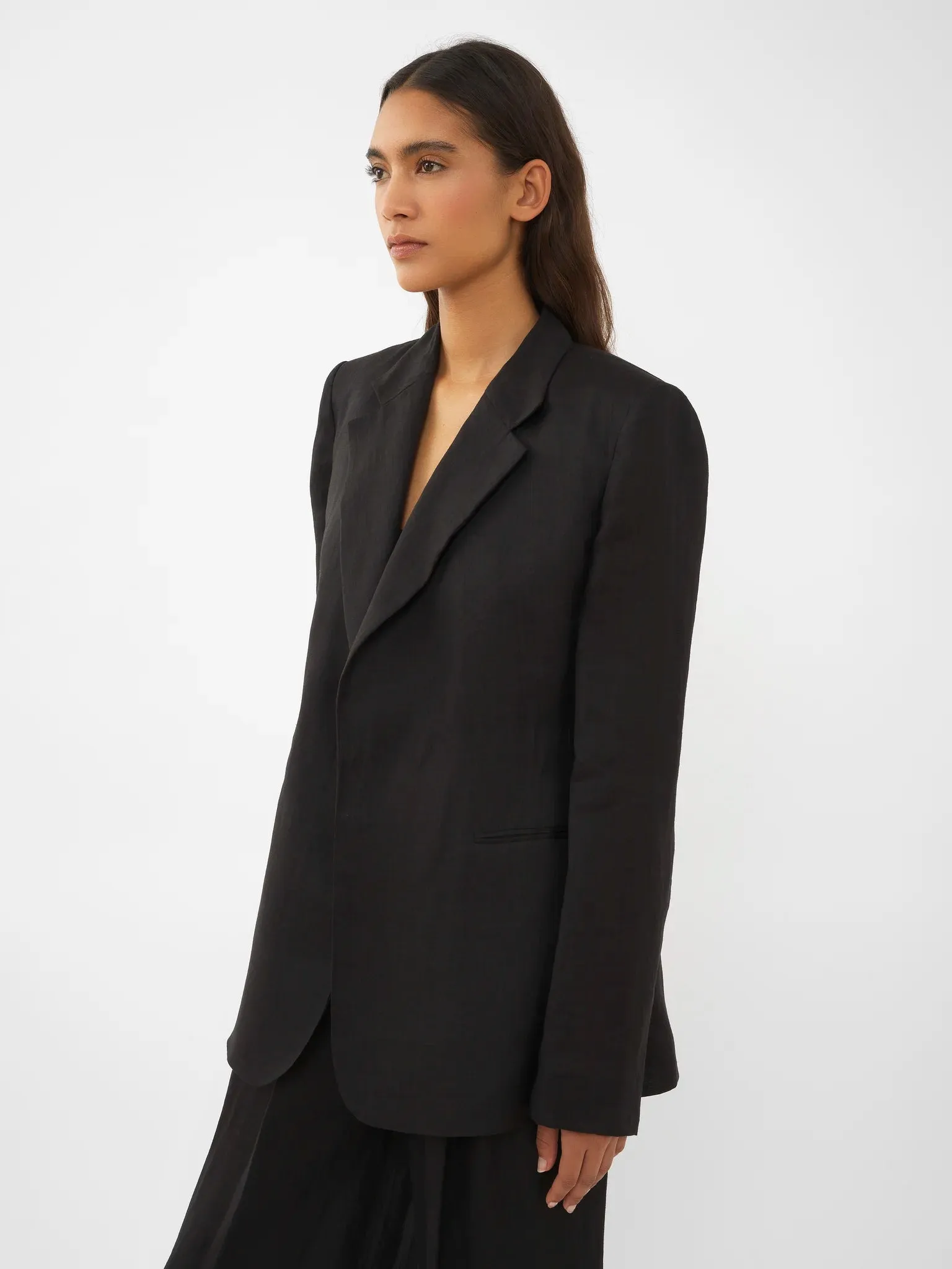 CHLOÉ BUTTONLESS TAILORED BLAZER BLACK