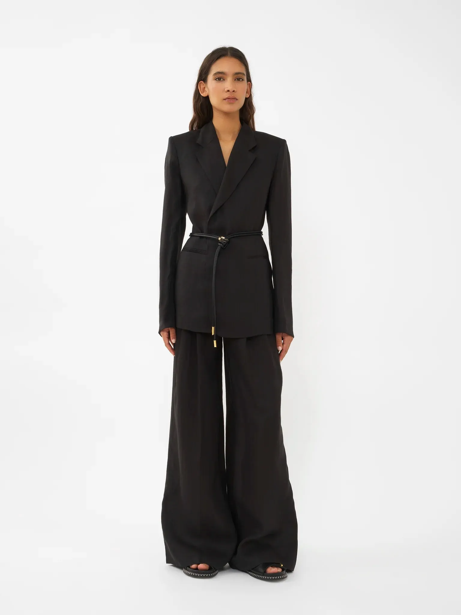 CHLOÉ BUTTONLESS TAILORED BLAZER BLACK