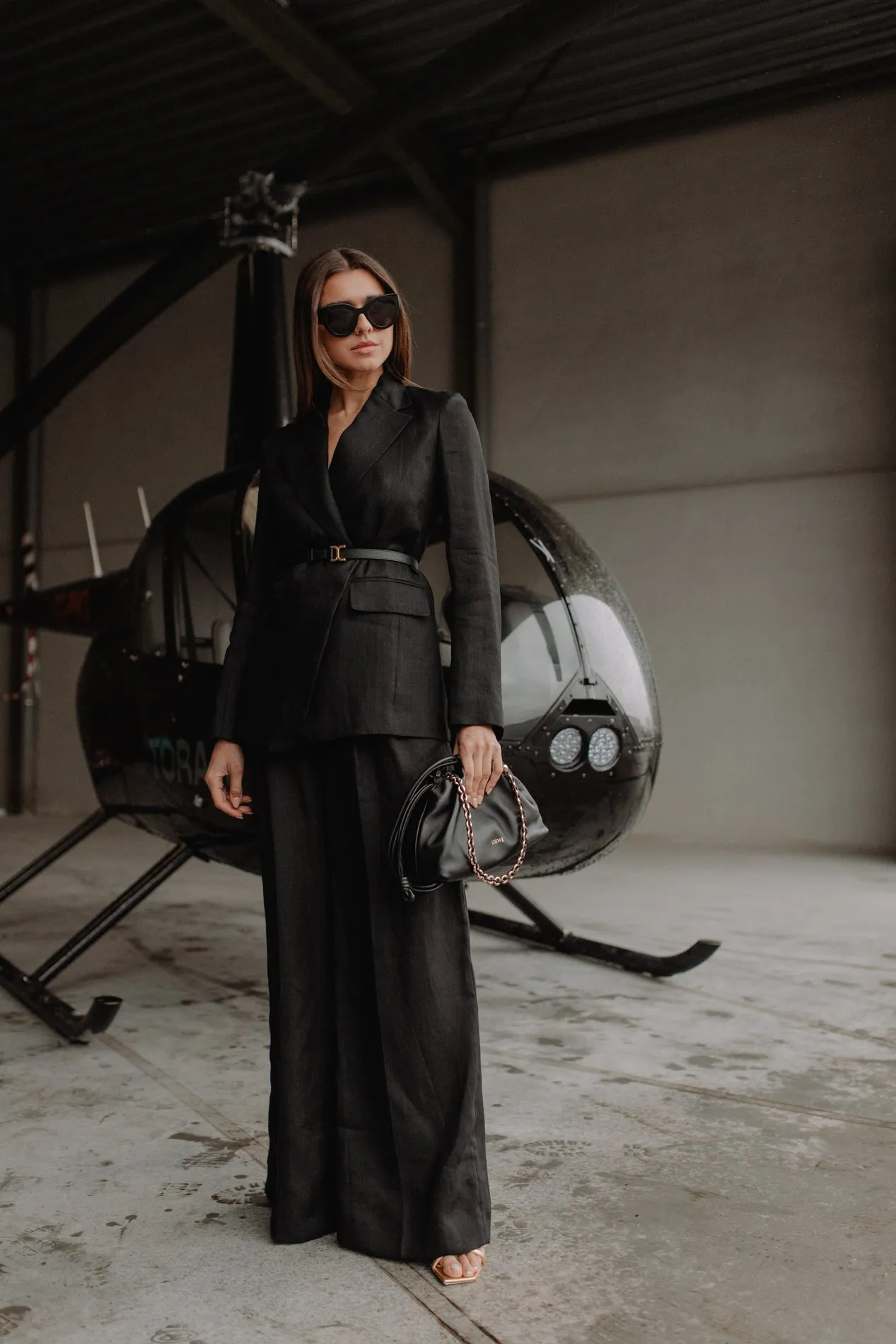 CHLOÉ BUTTONLESS TAILORED BLAZER BLACK