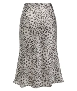 Cnlinkco Casual Satin Skirts for Women Sexy Leopard Bodycon Skirts Evening Midi Length Skirts White S