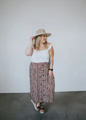 Curvy Blooming Love Pleated Skirt