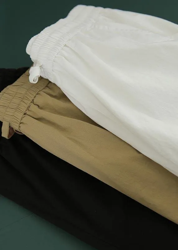 Diy Black ,Pockets Cargo Summer Cotton  Pants