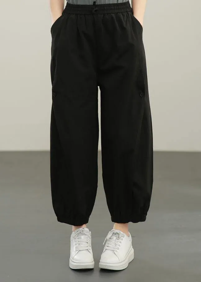 Diy Black ,Pockets Cargo Summer Cotton  Pants