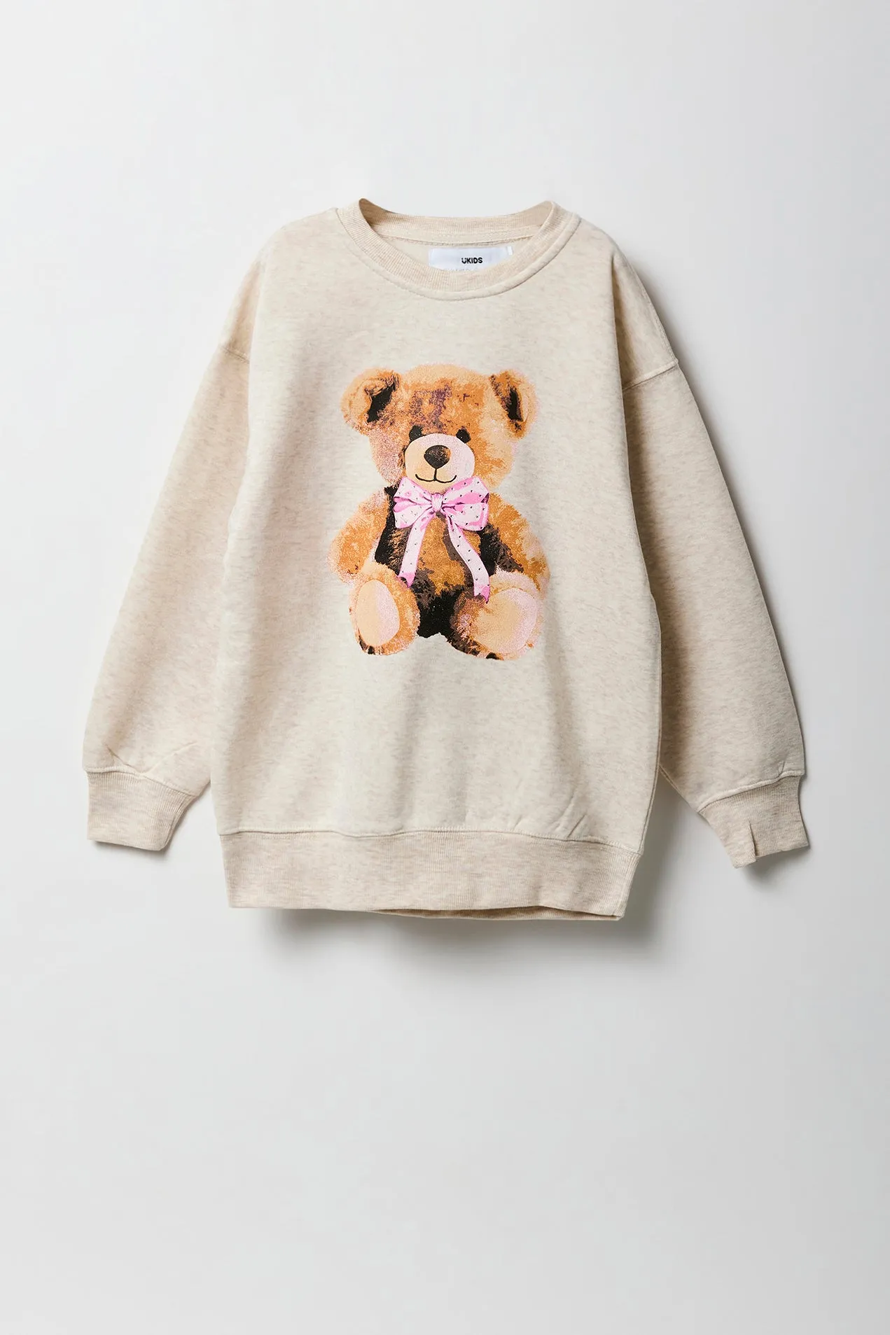Girls Oversized Graphic Fleece Sweatshirt