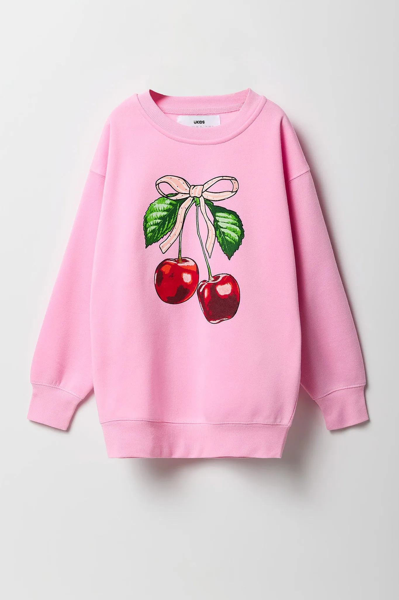 Girls Oversized Graphic Fleece Sweatshirt