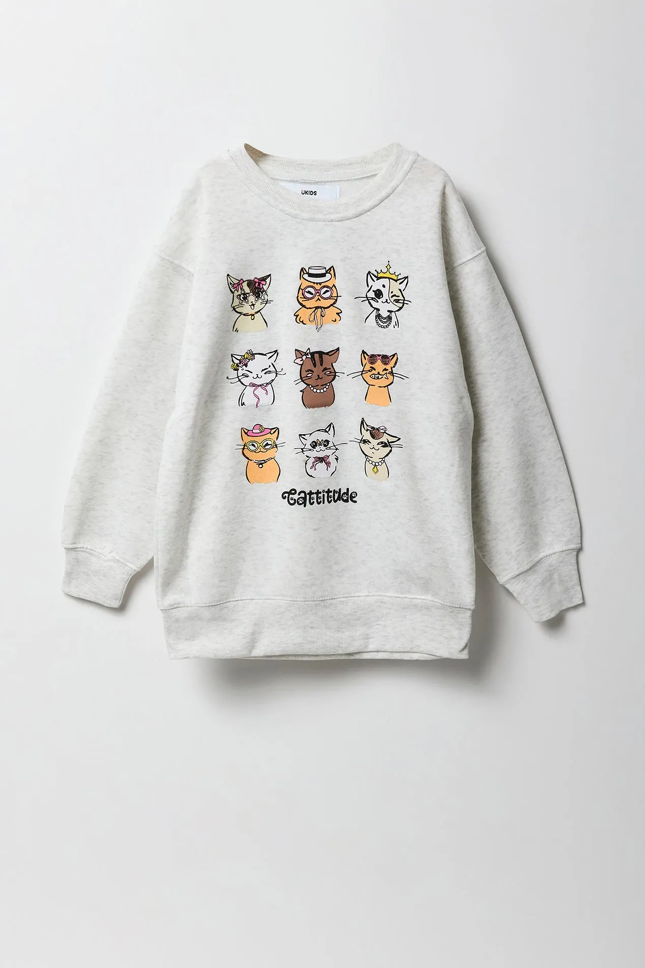 Girls Oversized Graphic Fleece Sweatshirt