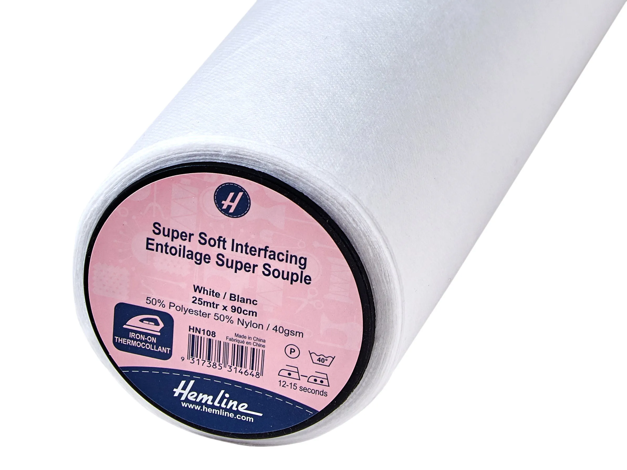 Hemline Super-Soft Iron-on Interfacing (HN108) - White - by the metre