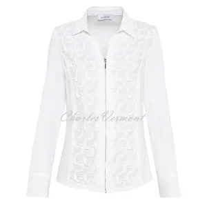 Just White Zip Blouse - Style J3614