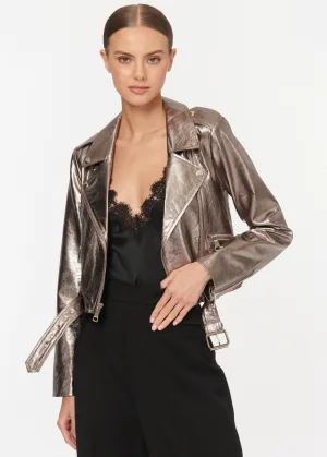Kali Lamb Leather Jacket | Metallic Fog