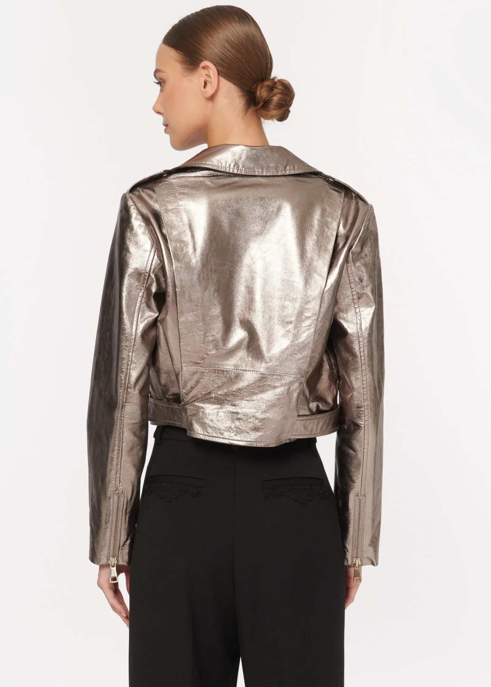Kali Lamb Leather Jacket | Metallic Fog