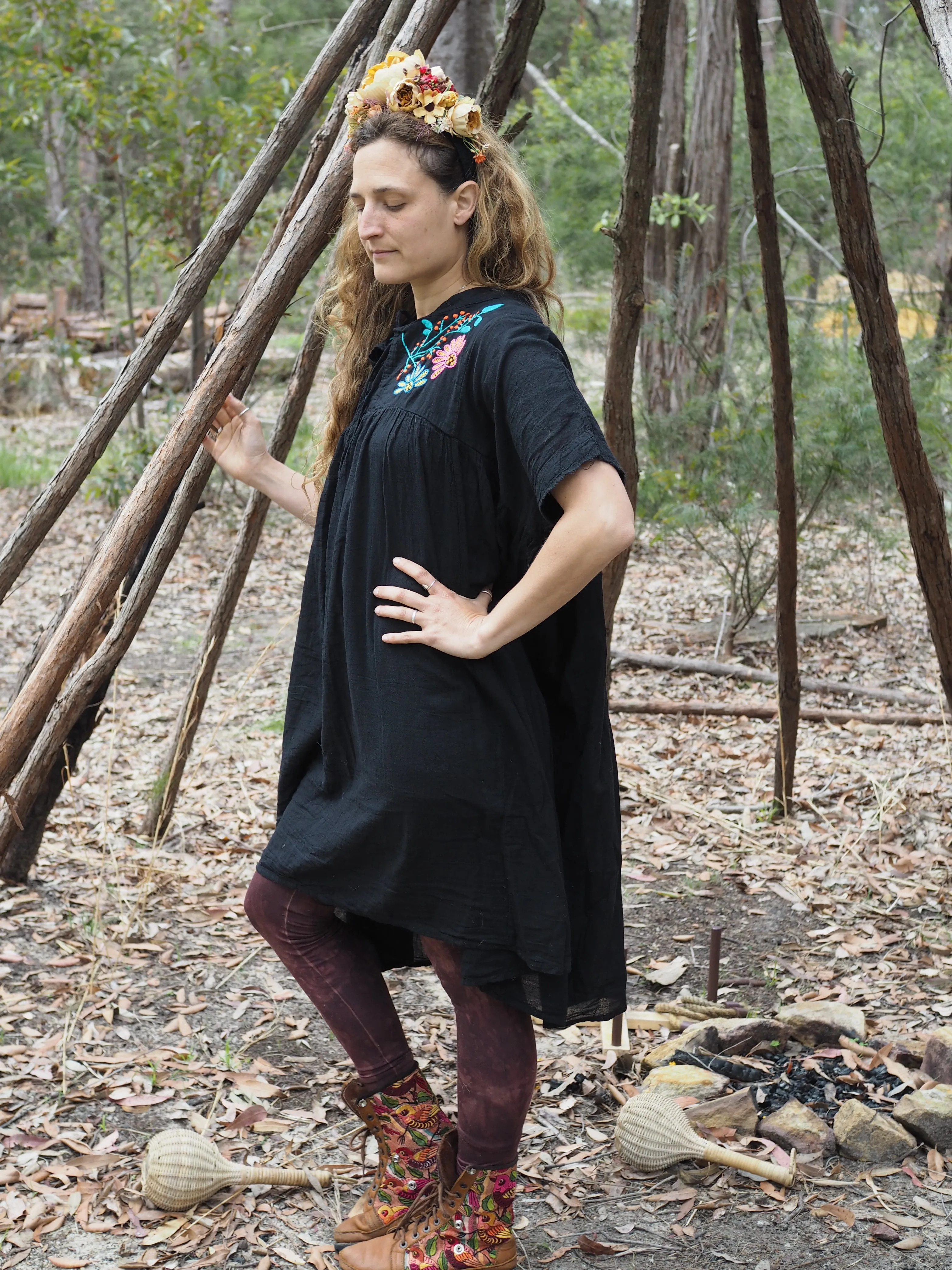 Karuna Dress - Mexican Fiesta Black
