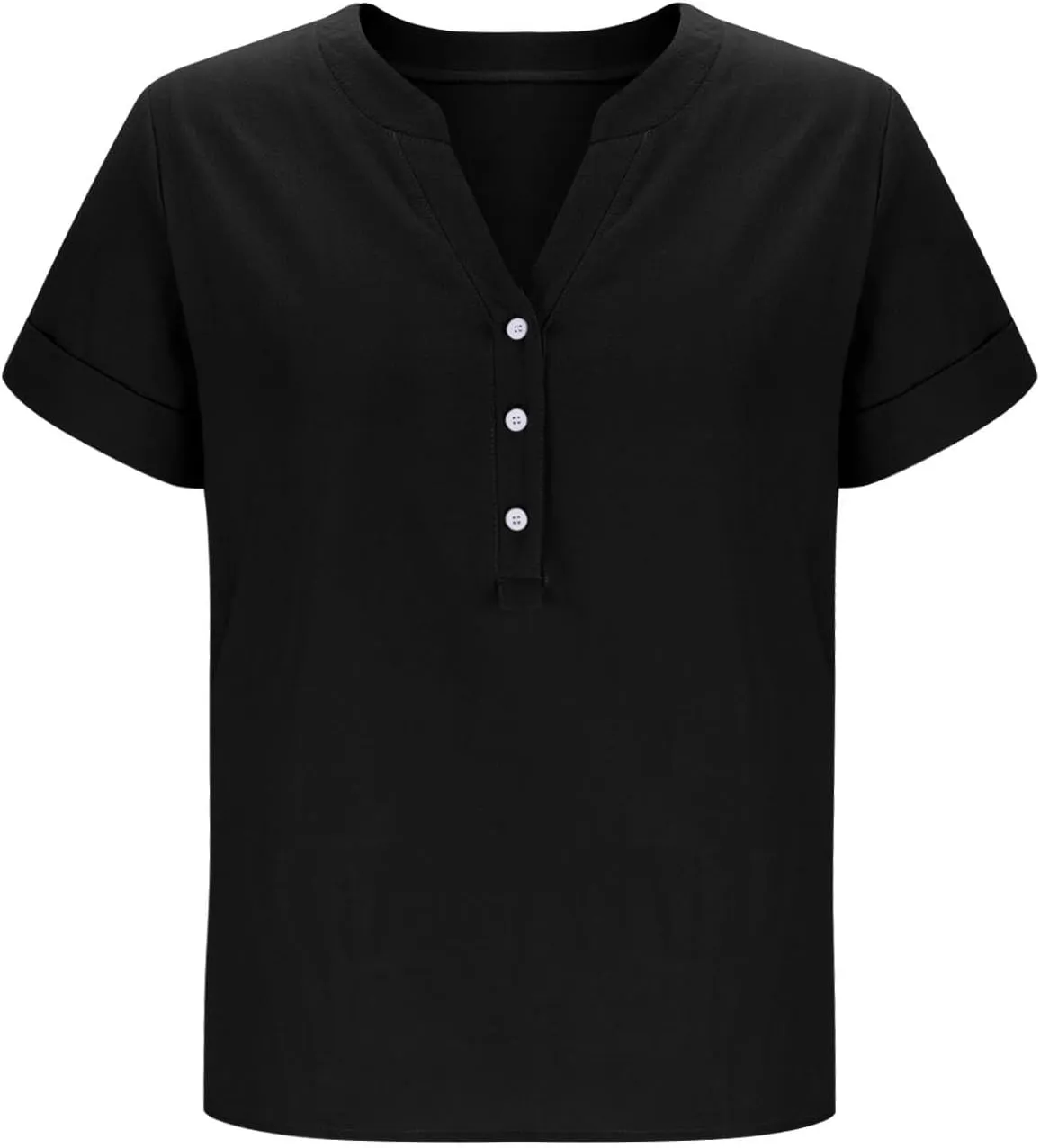 Linen Tops for Women 2025 Summer Button Down V Neck Shirts Casual Short Sleeve Loose Tshirt Cotton Linen Blouse Tees