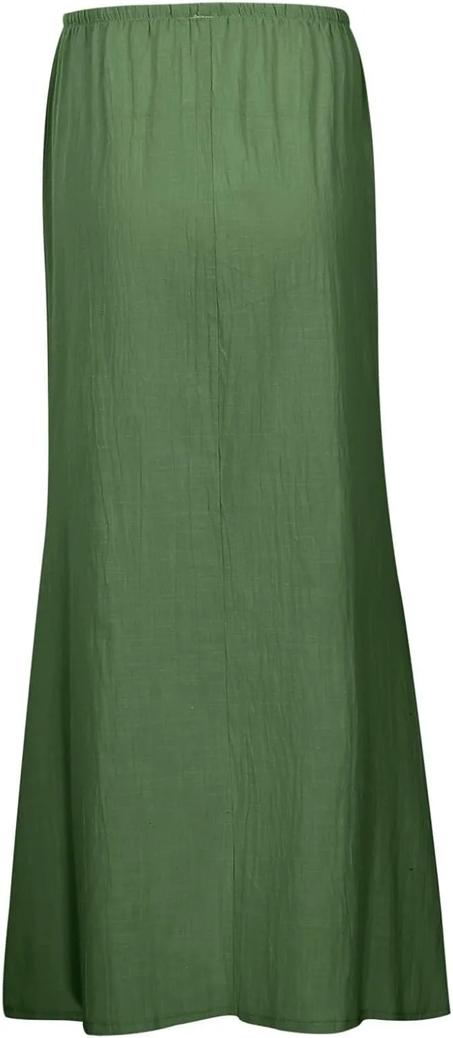 Maxi Skirts for Women Elastic High Waisted A-Line Summer Beach Long Skirts Boho Flowy Comfy Vocation Skirts