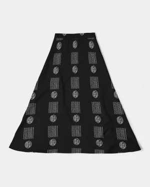 Mombo on black Women's A-Line Midi Skirt