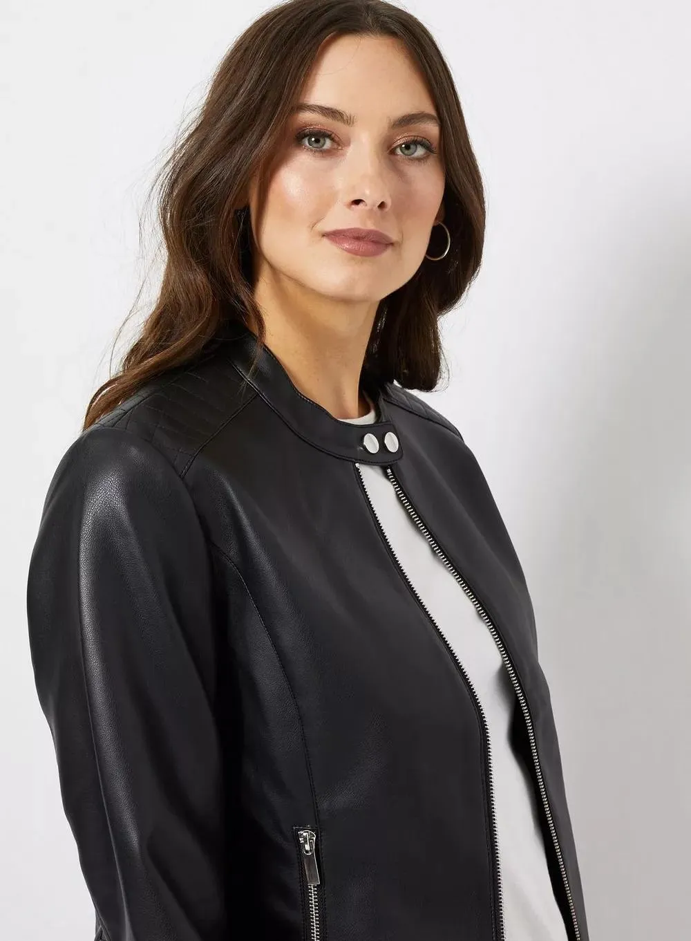 Plain Stylish Black Trending Bomber Leather Jacket For Women By TJS