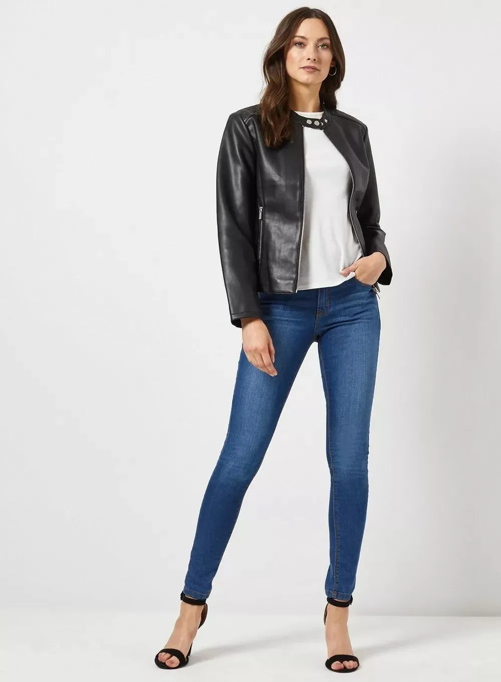 Plain Stylish Black Trending Bomber Leather Jacket For Women By TJS