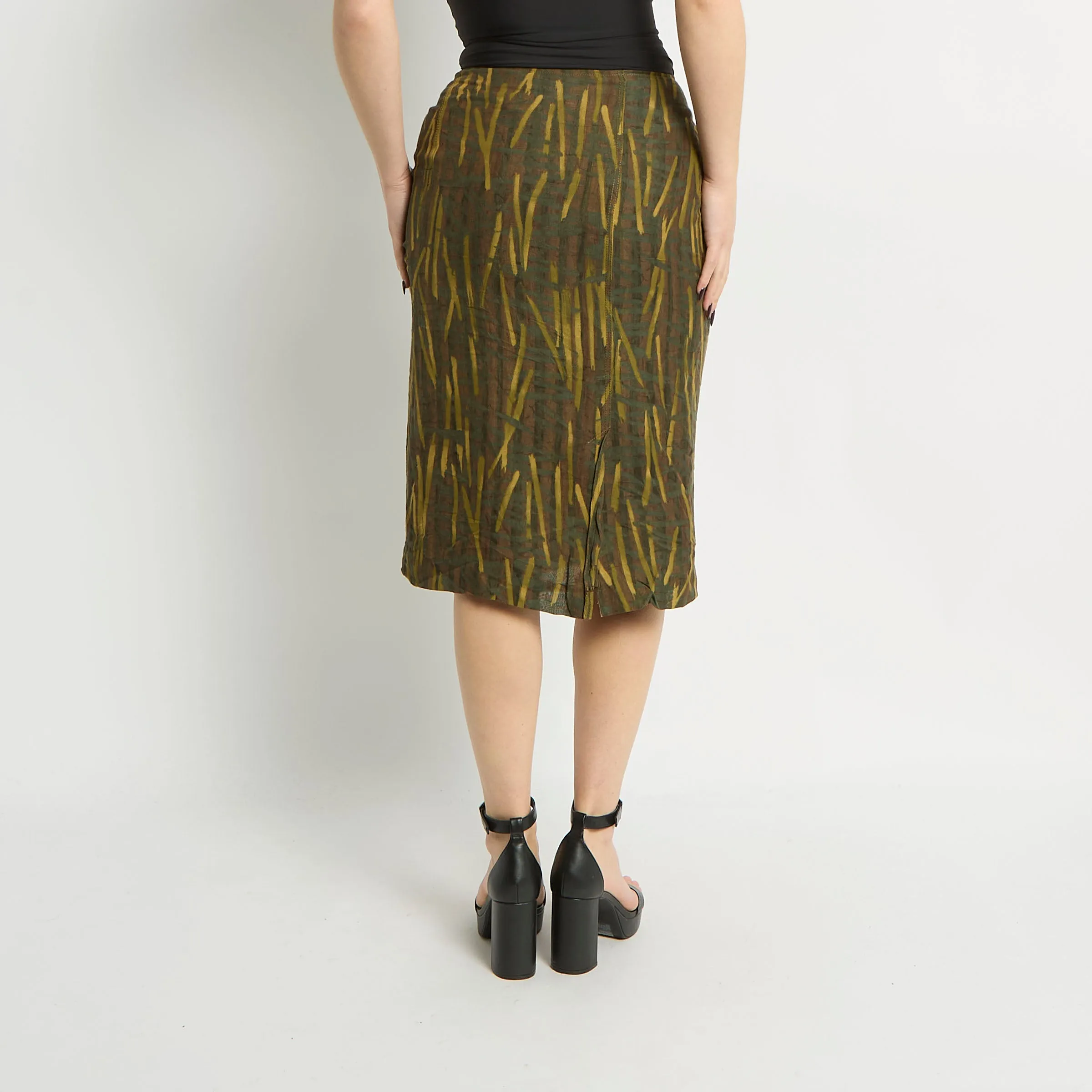 Printed Flowy Midi Skirt - M