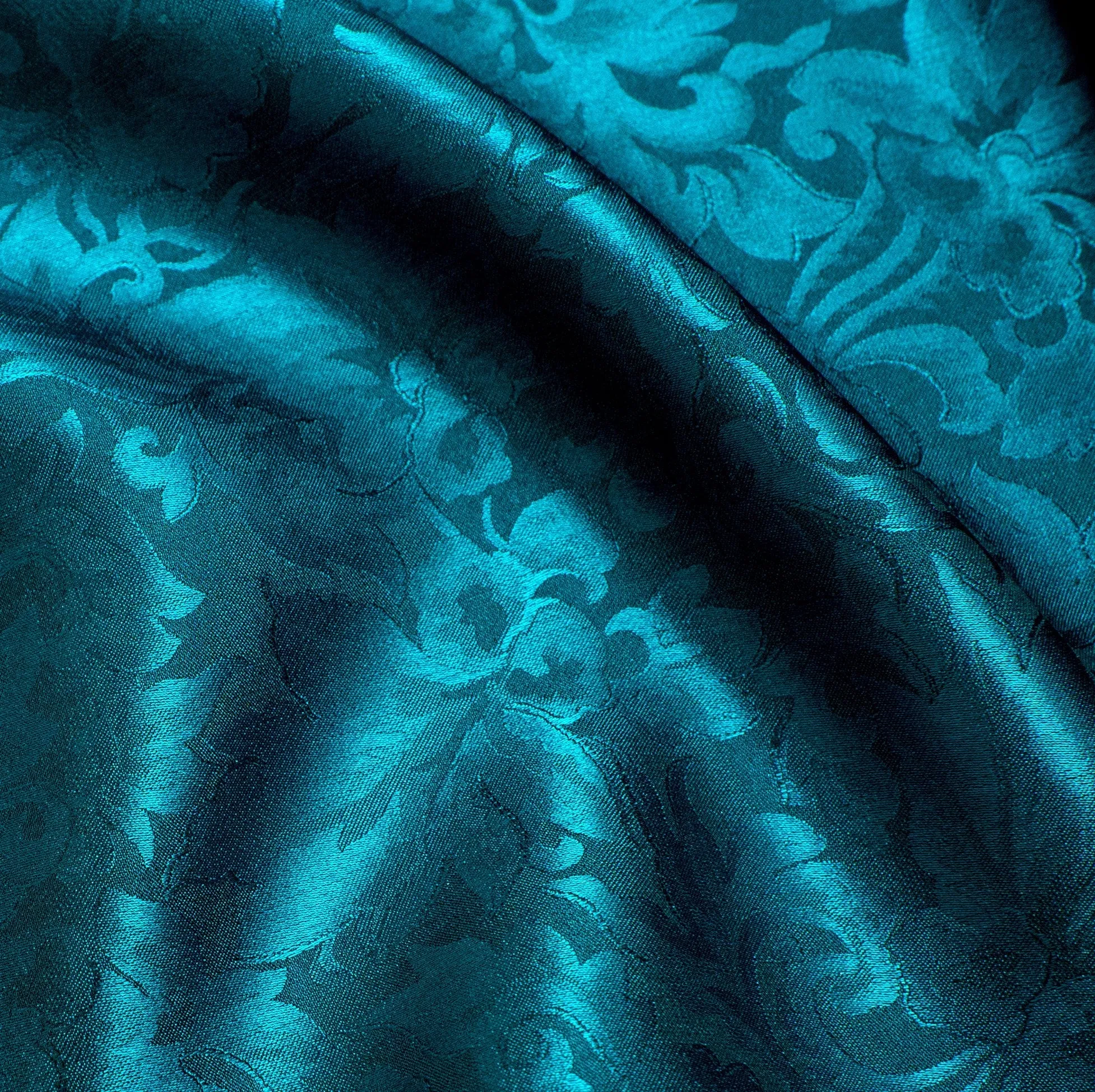 REMNANT Silk Chiaroscuro Jacquard in Deep Teal.  3/4 yard piece #390