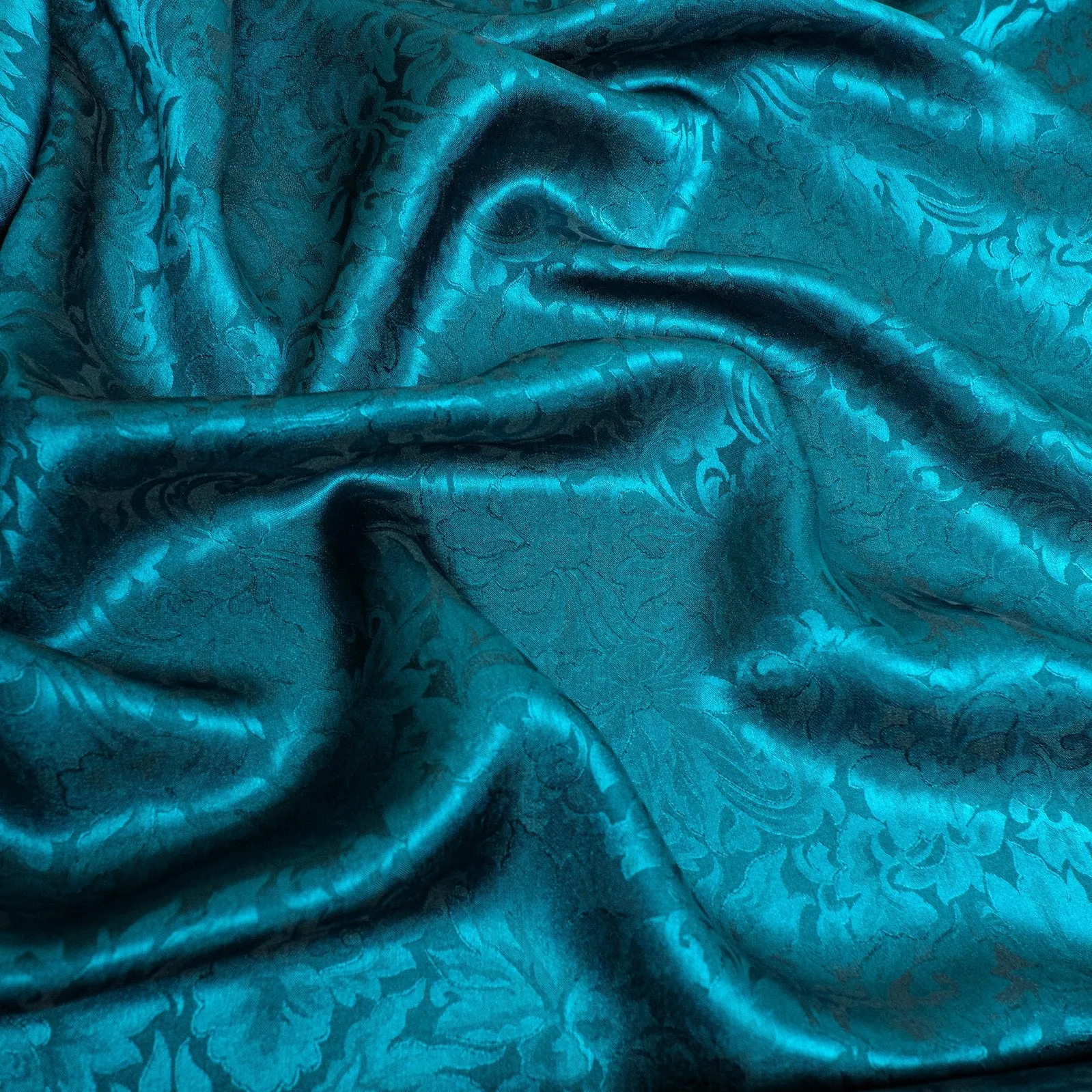REMNANT Silk Chiaroscuro Jacquard in Deep Teal.  3/4 yard piece #390
