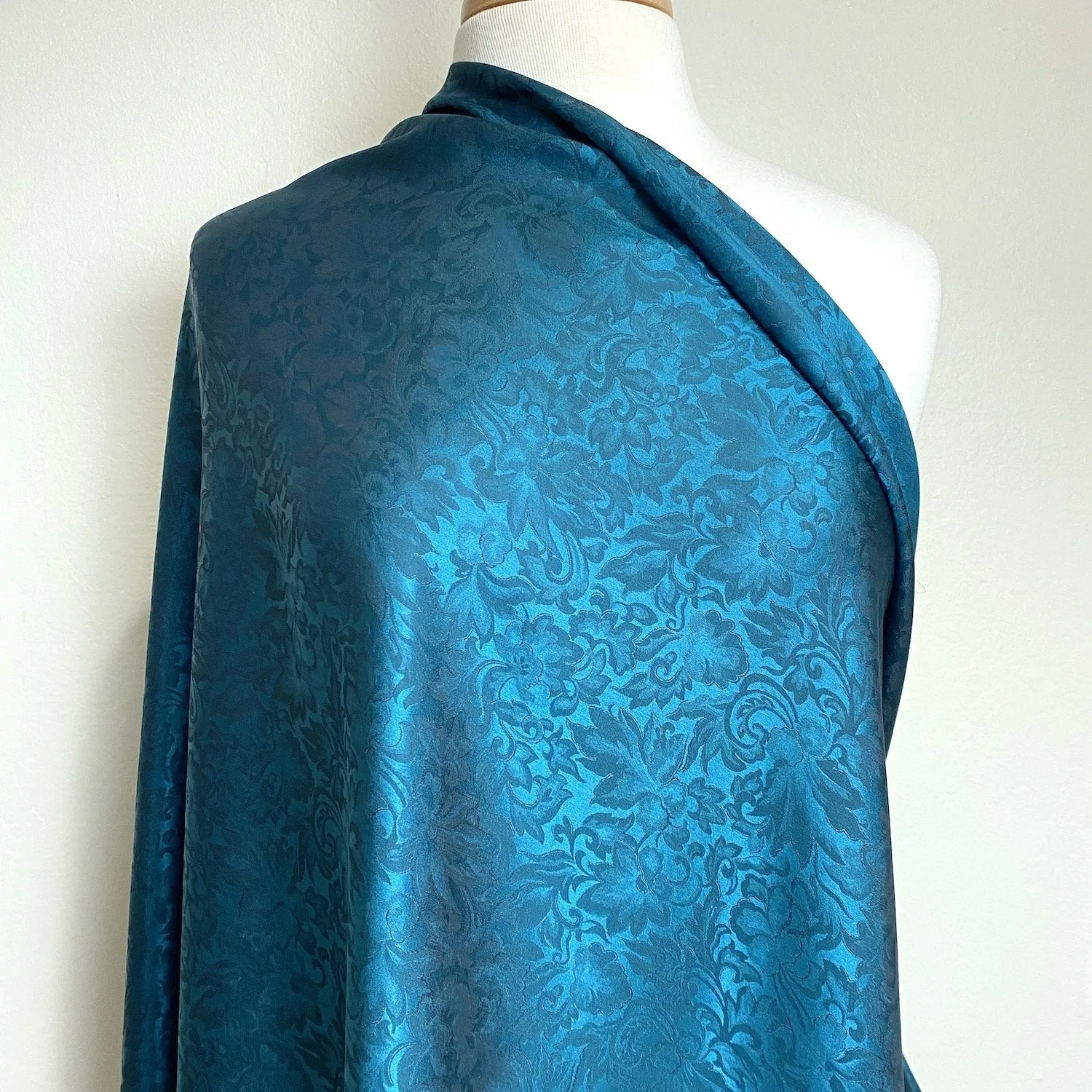 REMNANT Silk Chiaroscuro Jacquard in Deep Teal.  3/4 yard piece #390