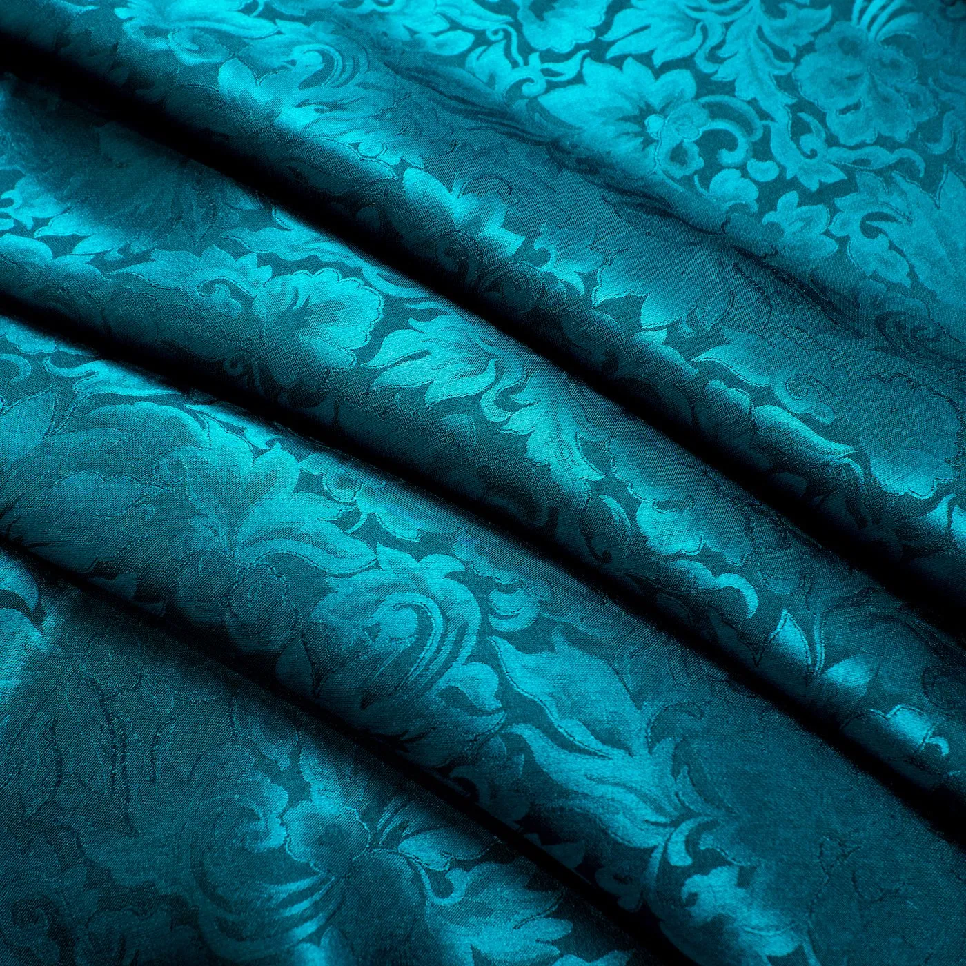 REMNANT Silk Chiaroscuro Jacquard in Deep Teal.  3/4 yard piece #390