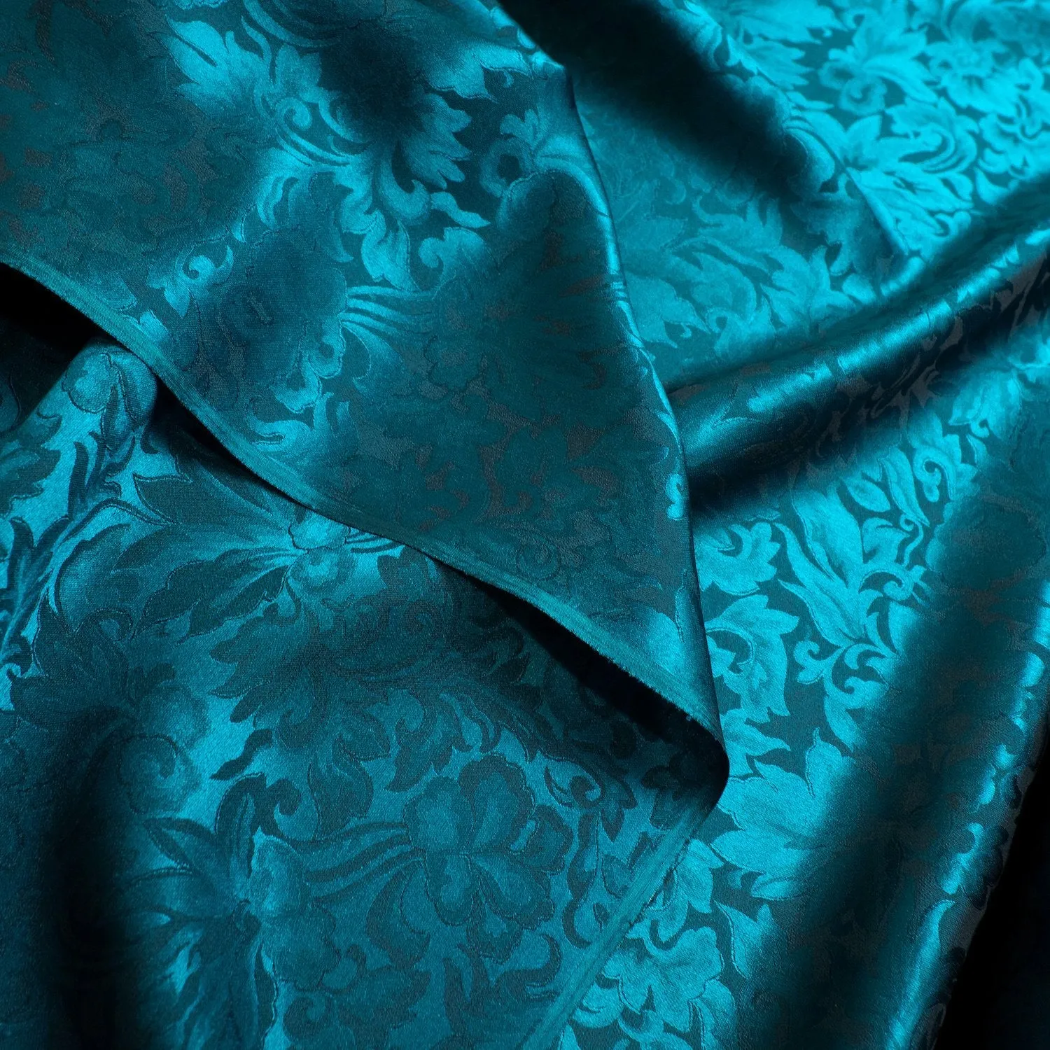 REMNANT Silk Chiaroscuro Jacquard in Deep Teal.  3/4 yard piece #390
