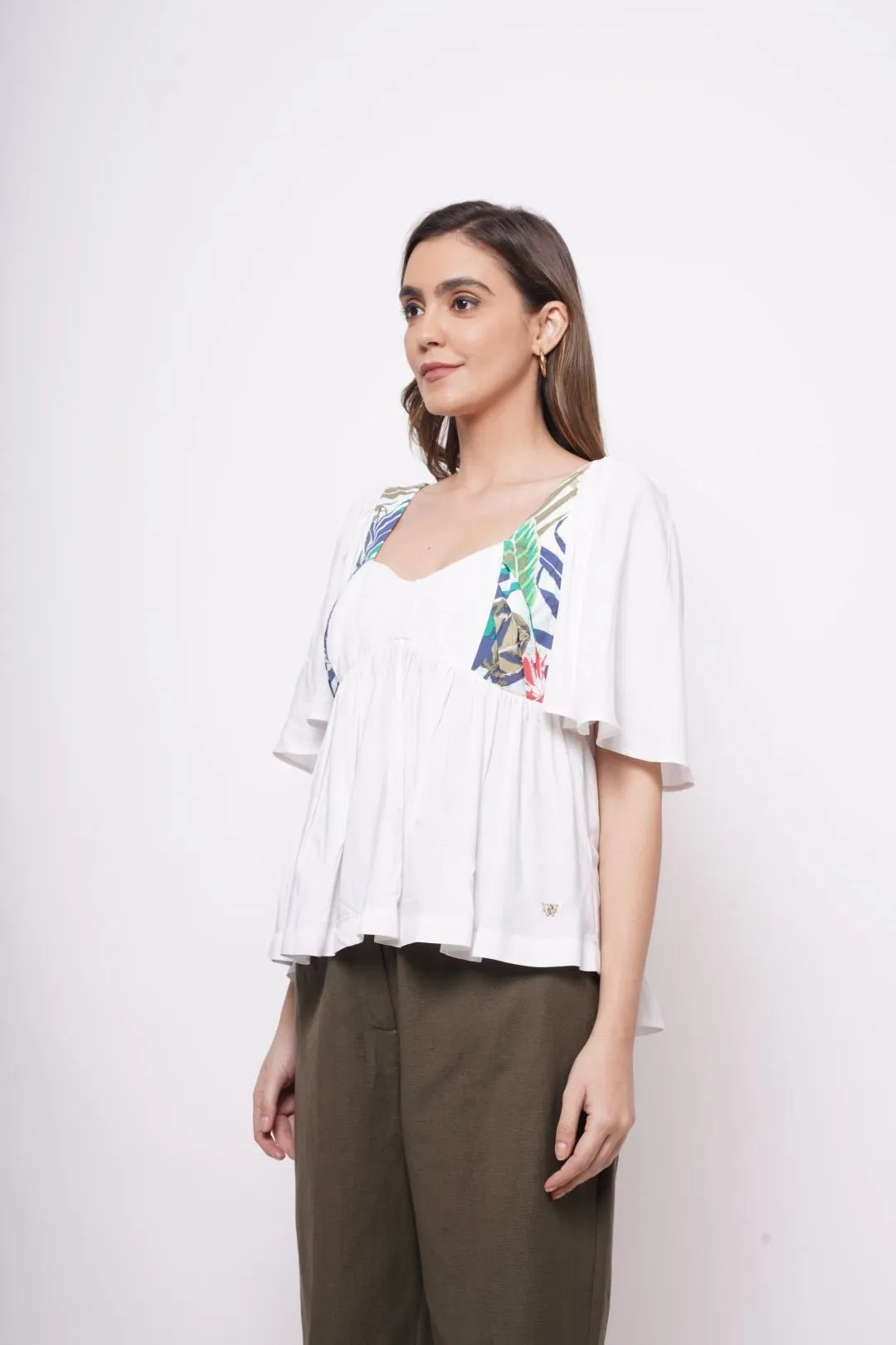Resort Wear White Print Top