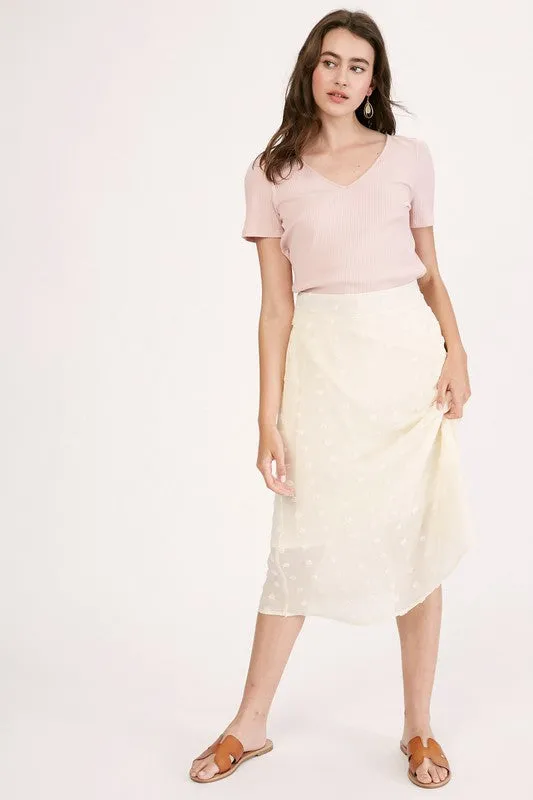 Rubies   Lace | Swiss Dot Champagne | Midi Skirt